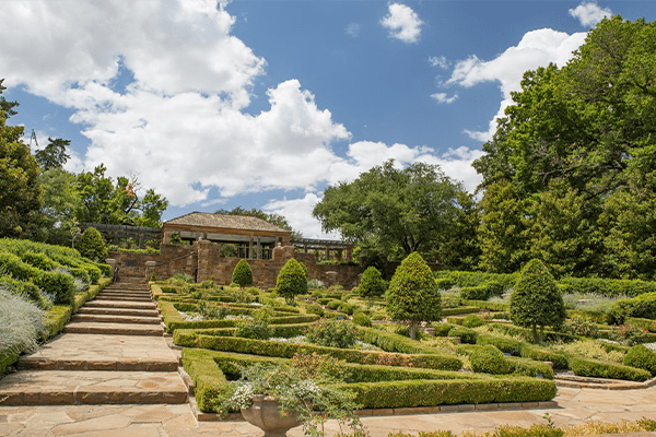 A photo of the tiered garden at the Fort Worth Botanic Gardens