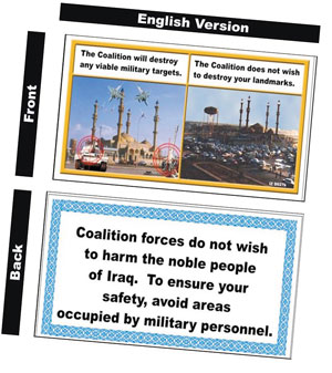 English version of leaflets dropped in Iraq