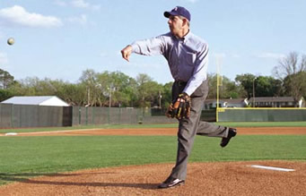 President Spaniolo throws out the ceremonial first pitch