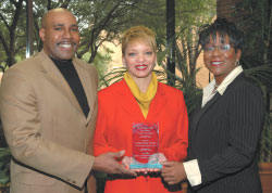 Zeb Strong ('88), Outstanding African-American Alumna Dorothy Burton ('82, '89) and Alumni Association President Sonya Rundles ('88)