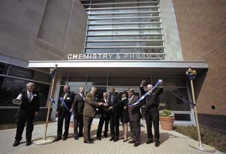 ribbon cutting at Chemistry and Physics Building
